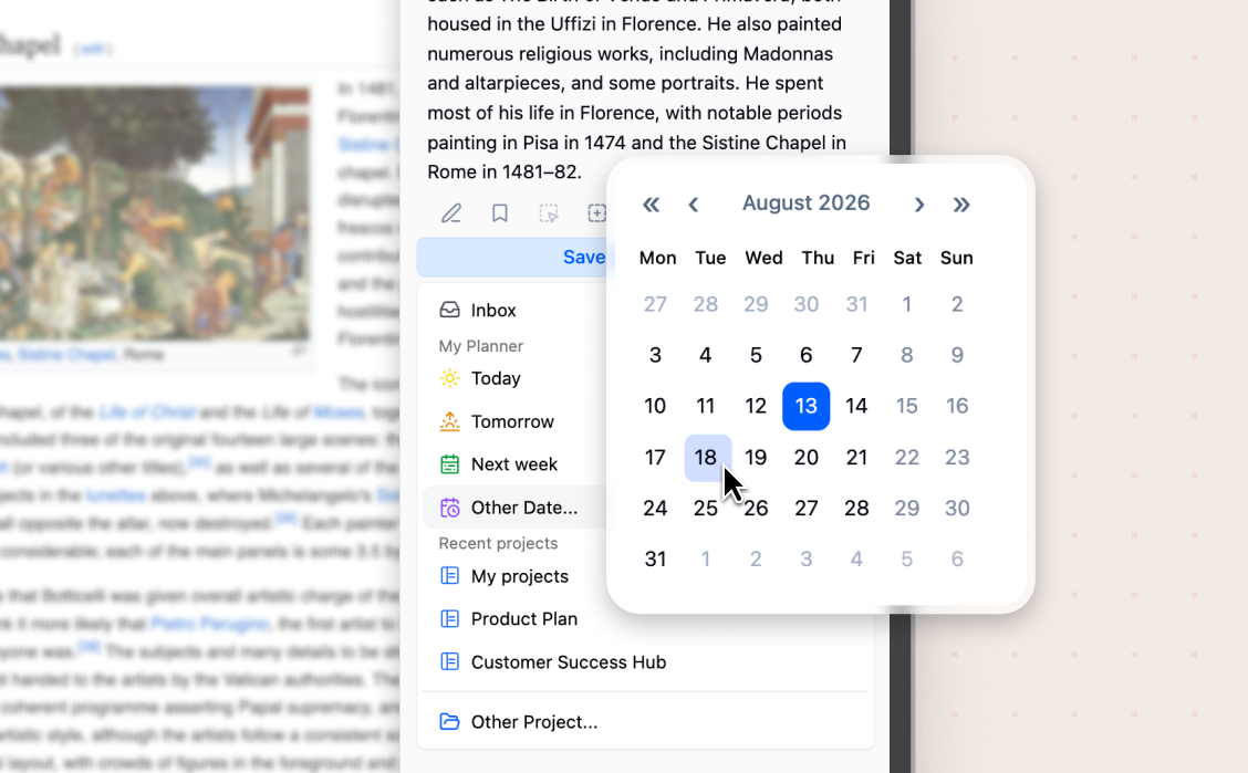 Web Clipper — Clip to Any Day You Want
